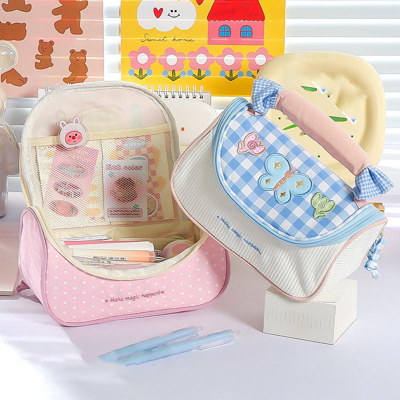 Portable Dopamine Color Pencil Case Multi-functional Large-capacity Stationery Pouch Pen Bag School Supplies