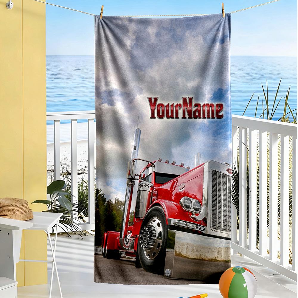 Kw Heavy Trucks Customize Your Name Beach Towel High Absorbency & Quick-Dry Suitable for Sports Travel Swimming Yoga Bathroom Beach And Pool
