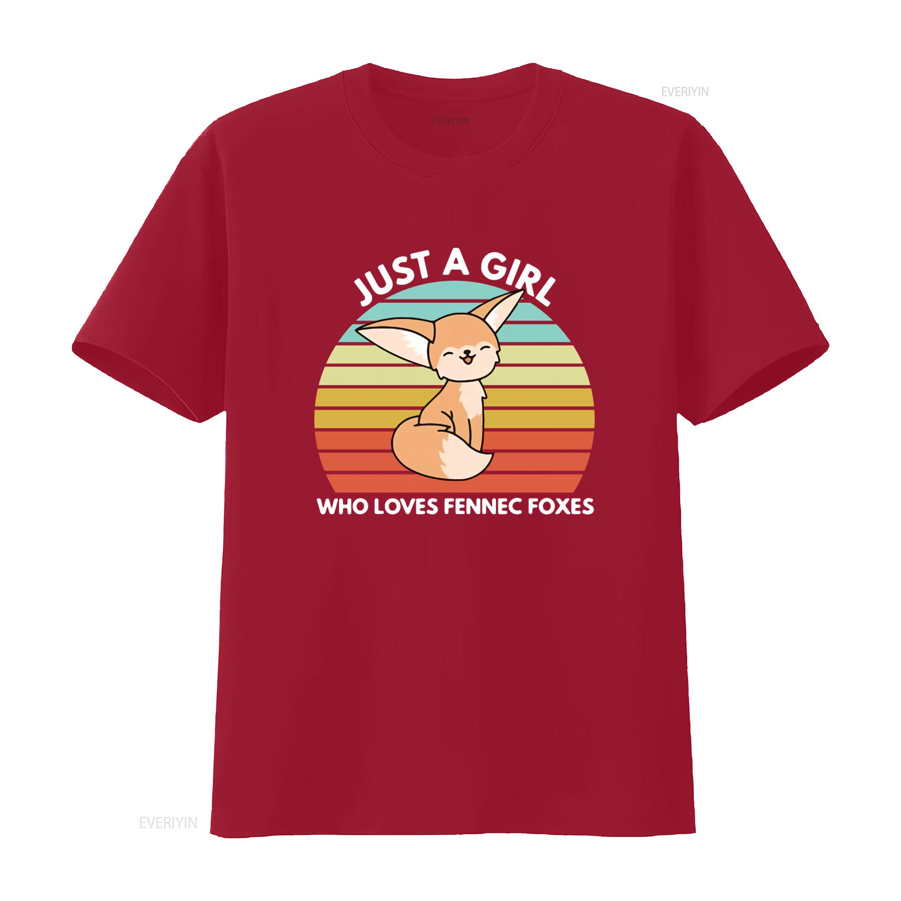 Rare Just A Girl Who Loves Fennec Foxes Cute Fox T shirt Trendy Harajuku Style Comfortable vintage Washed Stretched Versatile S