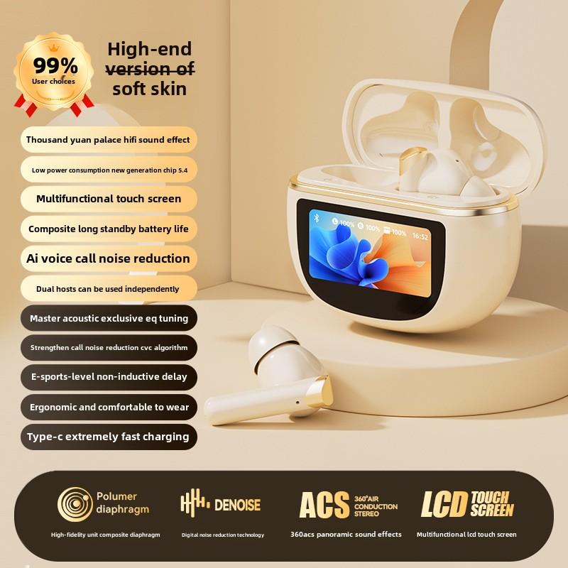 

Новый смарт-экран, сверхдолговечная беспроводная Bluetooth-гарнитура с шумоподавлением, 16 языков, HD-экран бежевый