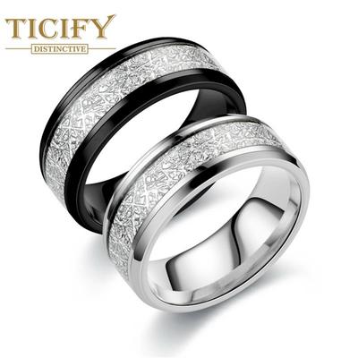Misty Silk Anillo de acero de titanio y seda para hombre, joyería de acero inoxidable a la moda europea y americana