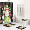 Christmas Shower Curtain Floor Mat Combination Four-Piece Set Bathroom Non-Slip Mat Toilet Absorbent Door Mat Carpet