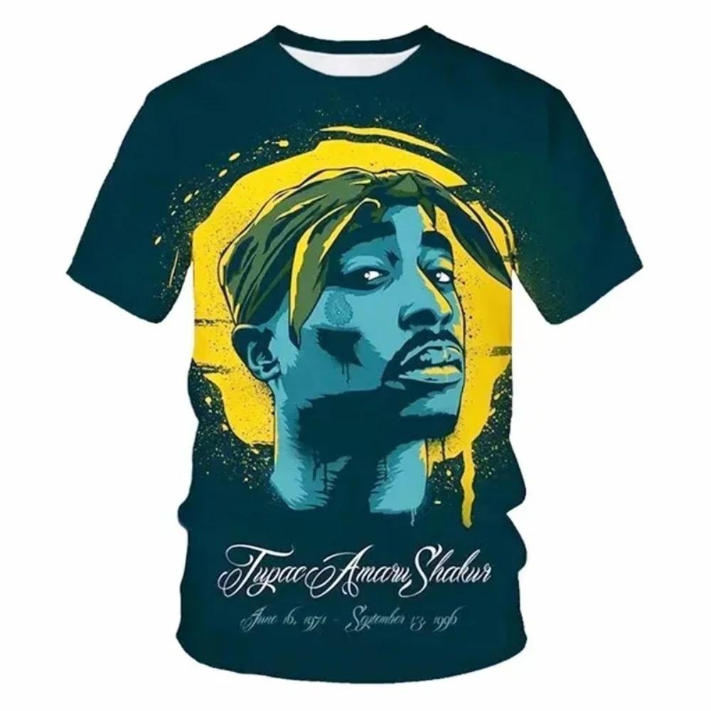 New Harajuku Men T-Shirt Fashion 2pac Graphic Hip Hop Streetwear Short Sleeve Summer Tops Casual Designer