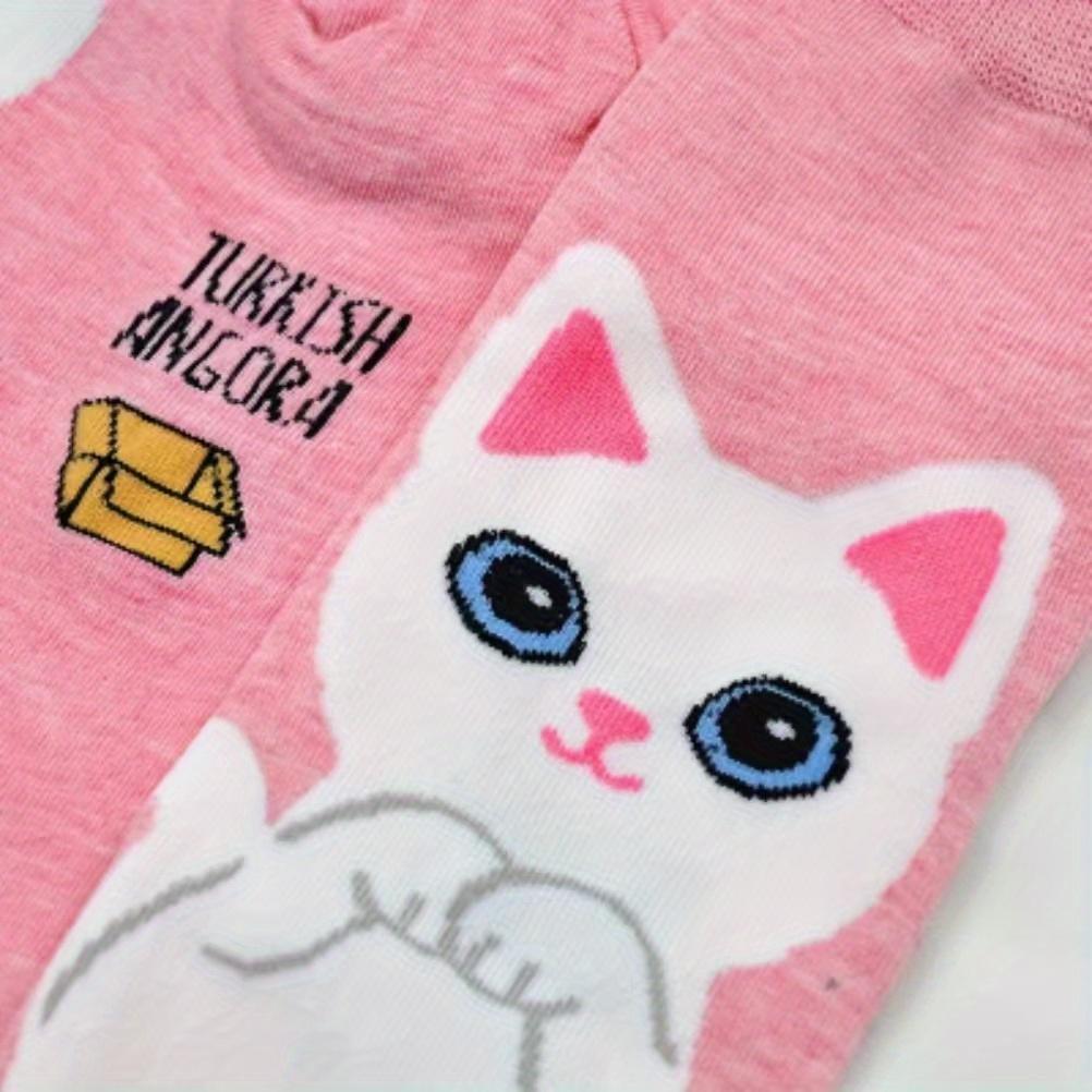 5 Paar Cartoon-Katzen-Socken für Mädchen, geeignet für den täglichen Gebrauch im Herbst und Winter