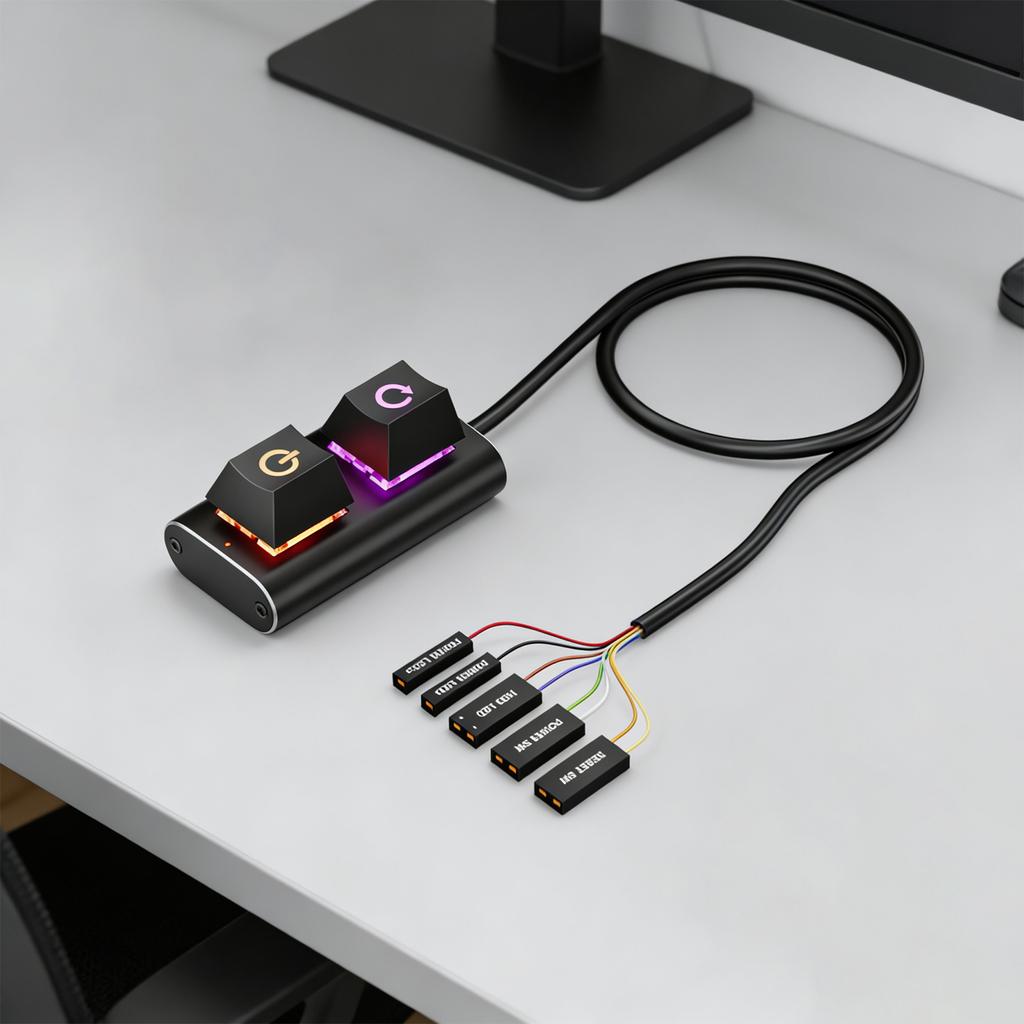 PC Power Button with 6.56FT Cable LED Light Desktop Computer Power Switch Manual Operation for Computer Motherboard