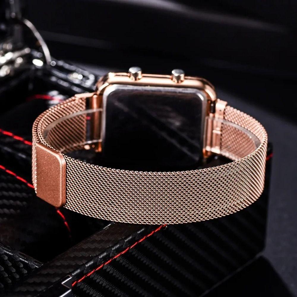Magnetic Buckle Digital Watch Alloy LED Display Watch Button Control Watch  Women Men