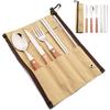 7Pcs/Set Tableware Reusable Travel Cutlery Set Camp Utensils Set 304 Stainless Steel Spoon Fork Chopsticks Straw Portable Case