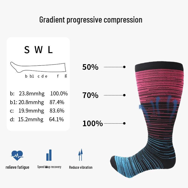 Cross-Border Plus Size Compression Sport Socks - High Elasticity for Obesity