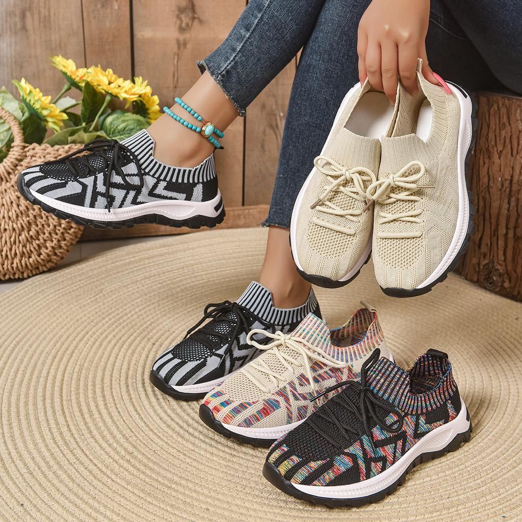 Fashion Women Comfortable New Sneakers Lace-Up Trainers Designer Shoes Anti-slip Outdoor Mesh Breathable Sneakers Women Zapatos De Mujer