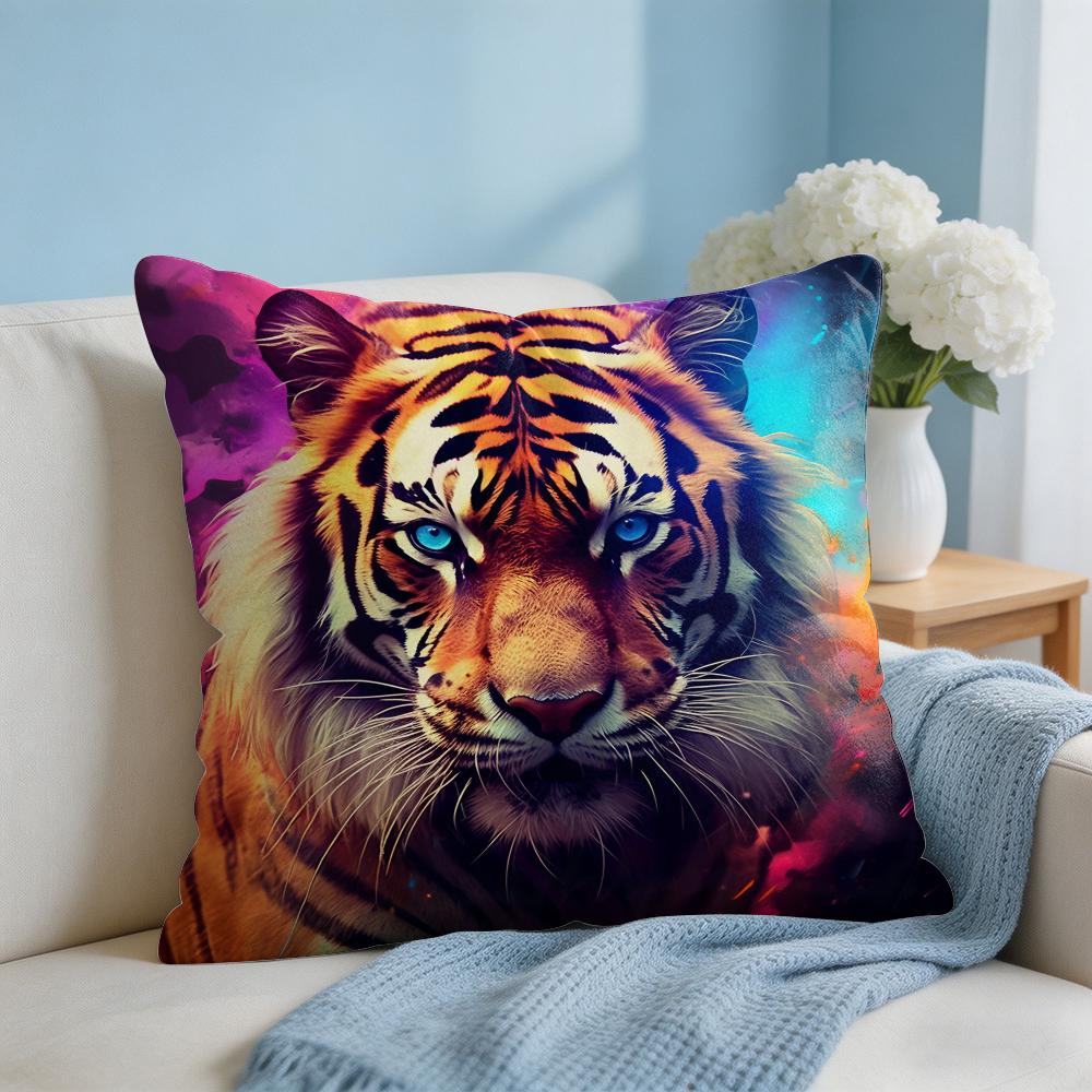 Tiger Animal Print Pattern Cushion Cover Square Pillow Bedroom Sofa Leisure Comfort Living Room Home Decoration X