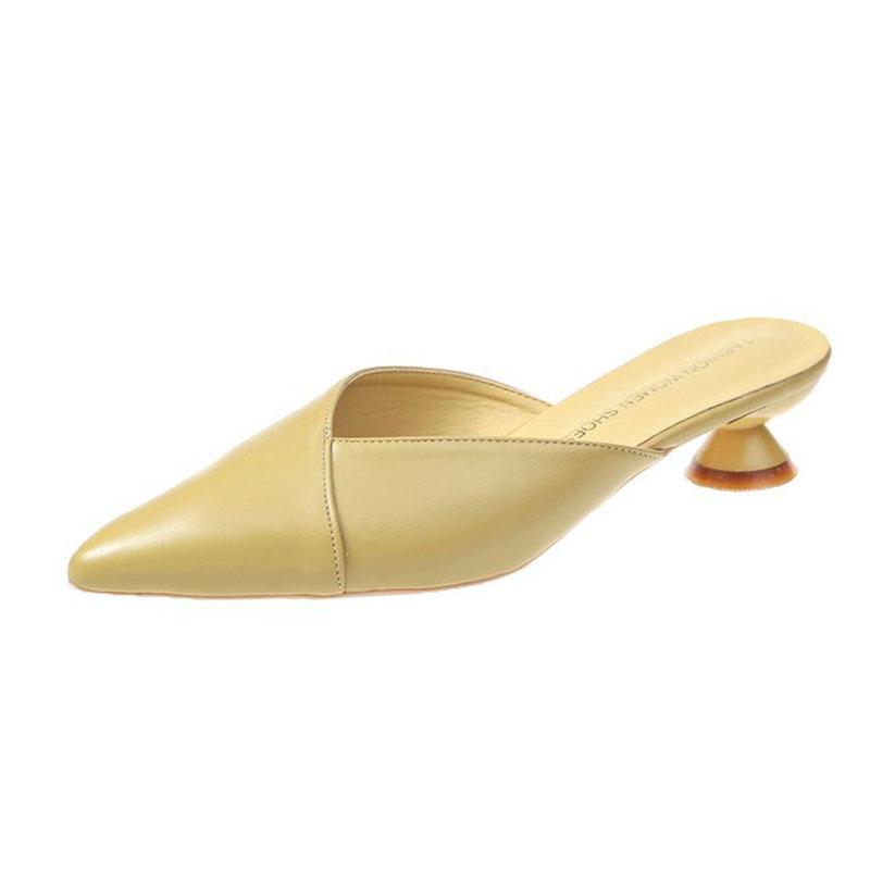 Summer New 2025 Women Half Slippers Fashion Wine Glass Heel Sandals Slip On Ladies Low Heel Slippers Elegant Women Shoes WSH4381