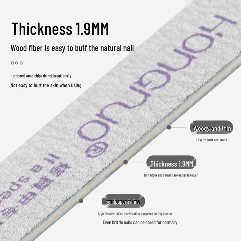 Nail Art Ultra-Thin 180/240 Grit File for Natural Nails - Knife-Shaped Wooden Buffing Tool