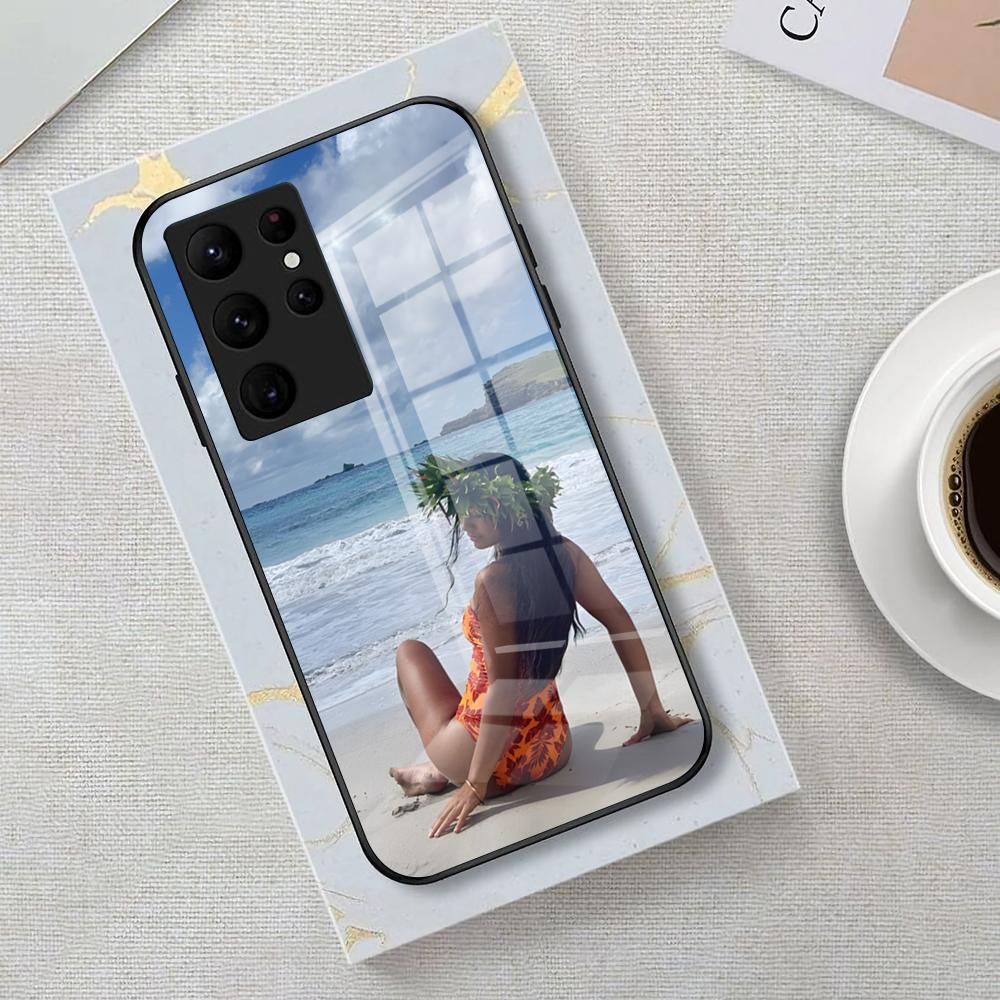 H-Hinano Tahiti Girl Beach Phone Case For Samsung S26 S25 Edge Ultra 23 22 21 20 Ultra Plus S24 Fe Glass Cover