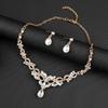 GemChic Women's New Exquisite Crystal Rhinestone Drops Leaf Sparkling Collarbone Necklace Earrings Two Piece Set Birthday Christmas Jewelry Gift