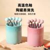 Colorful Stainless Steel Fruit Fork Creative High-Value Ceramic Storage Jar Moon Cake Dessert Cake Fork Combination Set