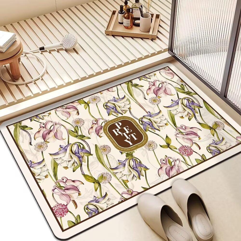 American Flower Light Luxury Advanced Sense Bathroom Absorbent Mat Dirty Non-slip Mat Toilet Quick Dry Good Care Door Mat