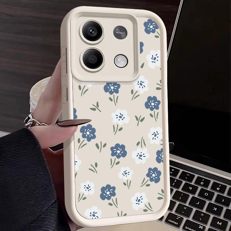 Blue White Flowers TPU Case For Xiaomi Redmi Note 13 14 Pro Plus 12 13 14 5G 13C Poco X6 X5 M6 F6 14T 13T Pro Soft Phone Cover