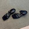 French simple retro toe slippers women's summer wear 2025 new flat bottom not tired feet beautiful cool slippers