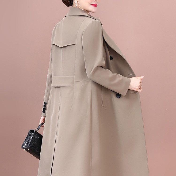 Elegant Spring 2025 Women's Mid-Length Trench Coat for Elderly Ladies