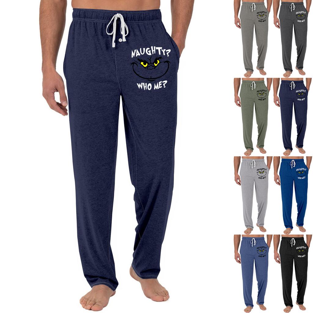 Pánské vánoční kapsáčové a spací kalhoty s potiskem Grinche | Měkké, elastický pas