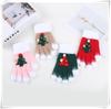 Cute Fleece-Lined Christmas Tree Winter Gloves - Warm, Cold-Proof, Five-Finger Outdoor Gloves