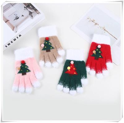 Süße Weihnachtsbaum-Winterhandschuhe mit Fleecefutter - Warm, Kälteschutz, Fünf-Finger-Outdoor-Handschuhe