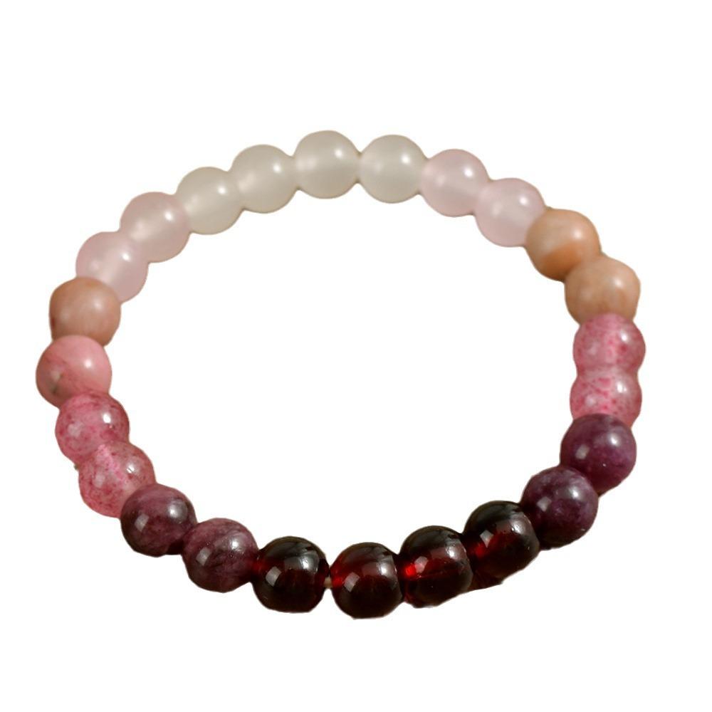 Festive Gifts Warm Pink And Red Tone Natural Stone Beaded Bracelet Fashion Jewelry For Unisex Daily Wear Stylish And Easy To Match Accessory