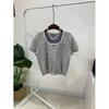 C S In The Room Lava Tweed Ribbon Embroidery Square neCk Short Sleeve Knit 4Col