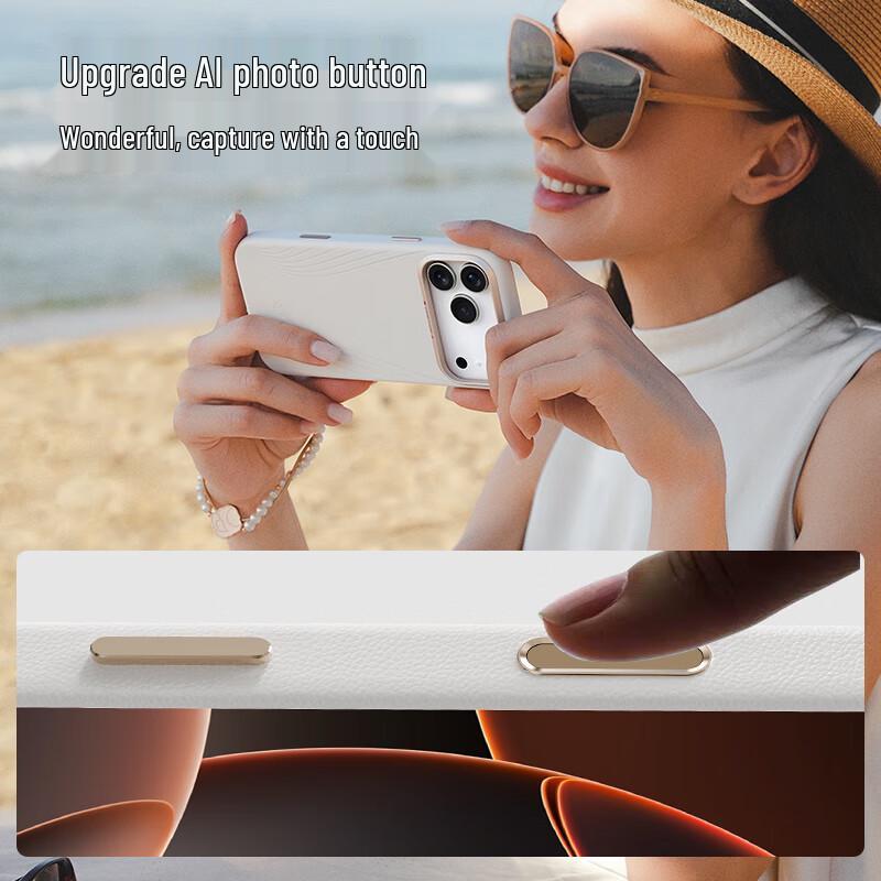 Juese Cold Porcelain Camera Button Leather Phone Case for iPhone 17 Series