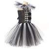 Kids Terrifier Black White Clown Tulle Dress Halloween Role Play Stage Costume