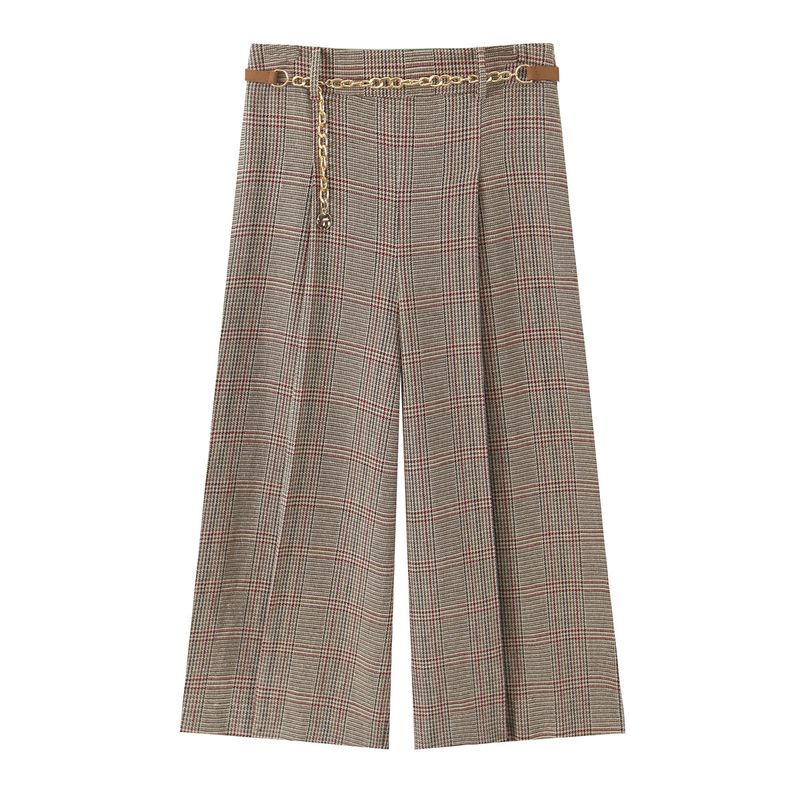 

Kaslead New Women clothes Western Style Houndstooth Short Outerwear Straight Pants 8898110 8878110 Pants L