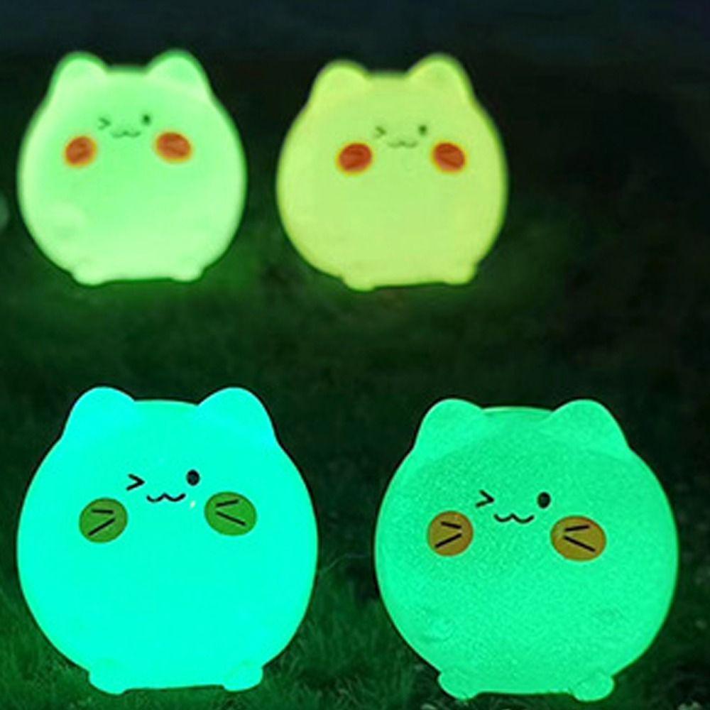 10pcs Glow in Dark Cat Figurines Miniatures Cartoon Mini Cat Statue  Fairy Garden Decorations