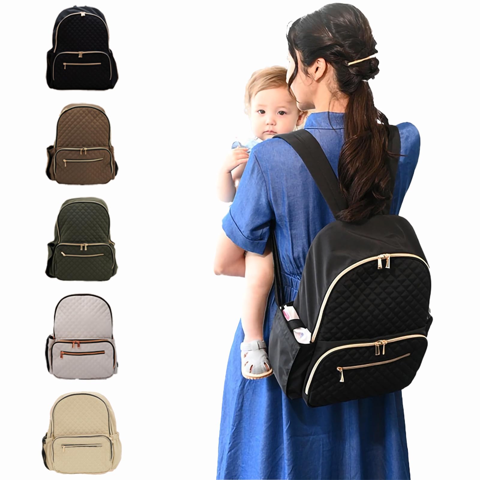 

Colulu Backpack Large Mama Mama Easy to Remove Mama Water Repellent [Colulu] Mother s Bag, Capacity, Lightweight, Mother s Bag, Backpack, Bag, Wipes, чорний
