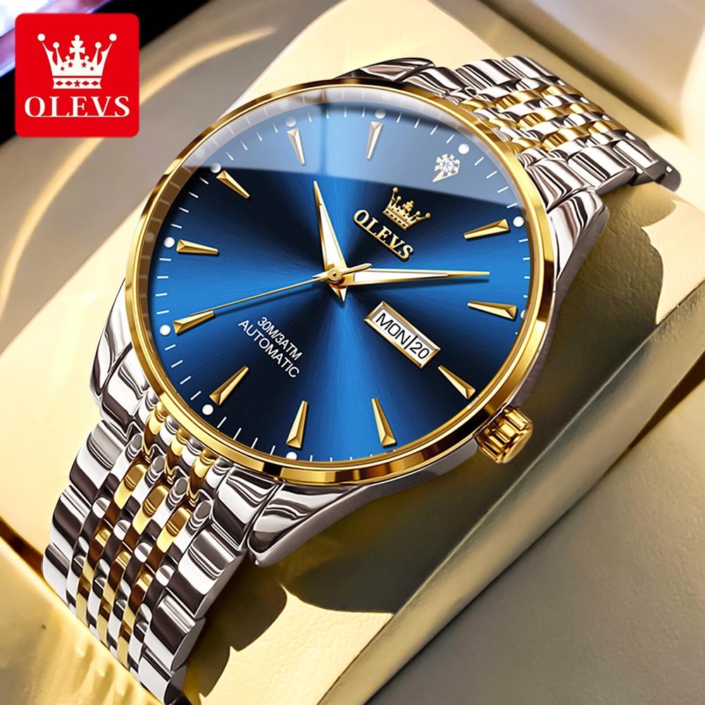 OLEVS 6635 Herrenuhr Automatikwerk Mechanische Armbanduhr Kalender Original Echte Uhr