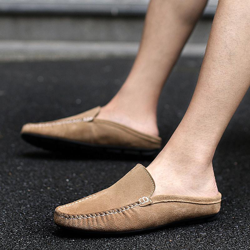 Scarpe Mezza Stagione Estive alla Moda da Uomo Mules Mocassini in Pelle Scamosciata Pantofole Mocassini da Uomo Comfort Antiscivolo Maschili Scarpe Casual da Guida