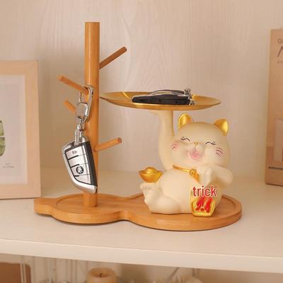Lucky Cat Key Holder: Entryway Ornament & Home Decor Gift