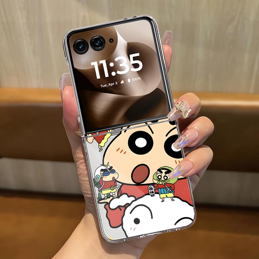 Cartoon Crayon Shin Chan Case for Motorola Razr 50/60 60 Ultra 50 50Ultra Soft Clear Phone Cover Luxury Funda