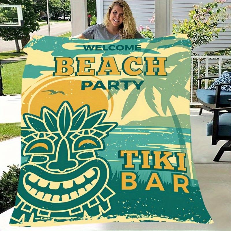 Tropical Beach Style Pattern Flannel Printed Blanket Suitable for All Seasons Suitable for Living Room Office Sofa and Travel
