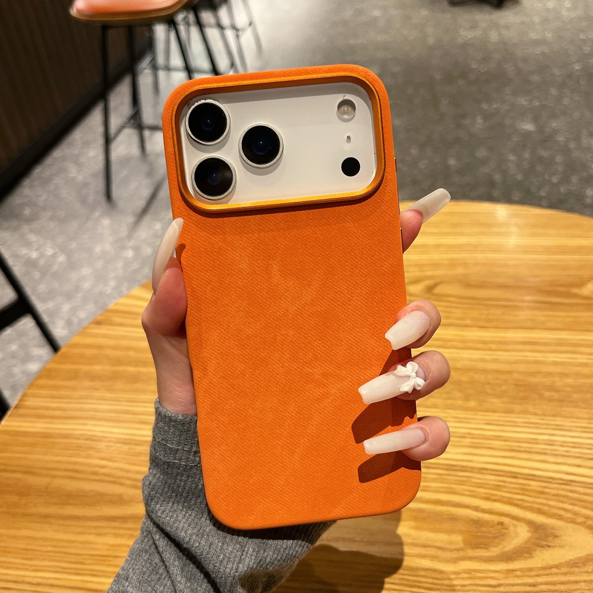 

Premium Leather Grain Flannel Case for iPhone 17 Pro Max / Apple 16, Solid Color, Full Edge Protection 17 Pro (no packaging)
