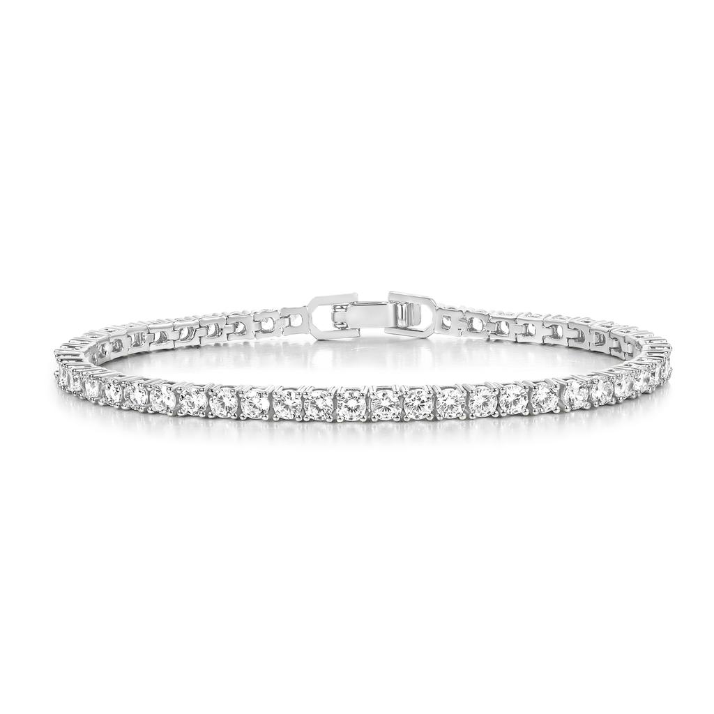 Trendy Hip Hop CZ Cubic Zircon Iced Bling Zirconia 18K Gold Plated Brass Tennis Bracelet for Women and Men