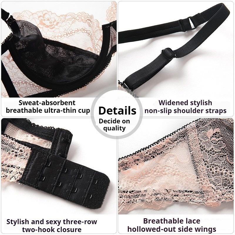 Sexy Lace Bra Thin Transparent Seductive Thin Style Large Size Bra Set