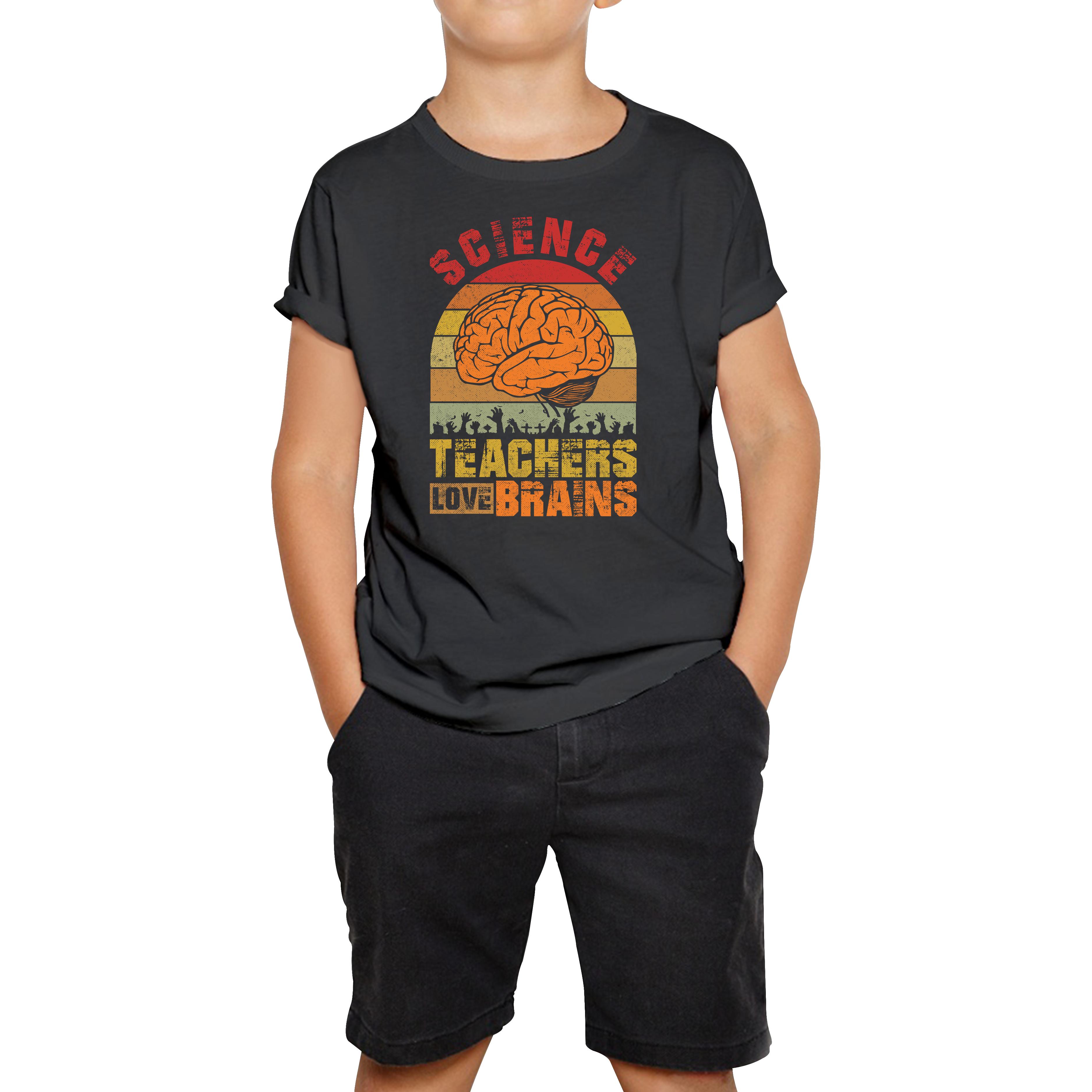 Science Teachers Love Brains Zombies Funny Kids T Shirt 150