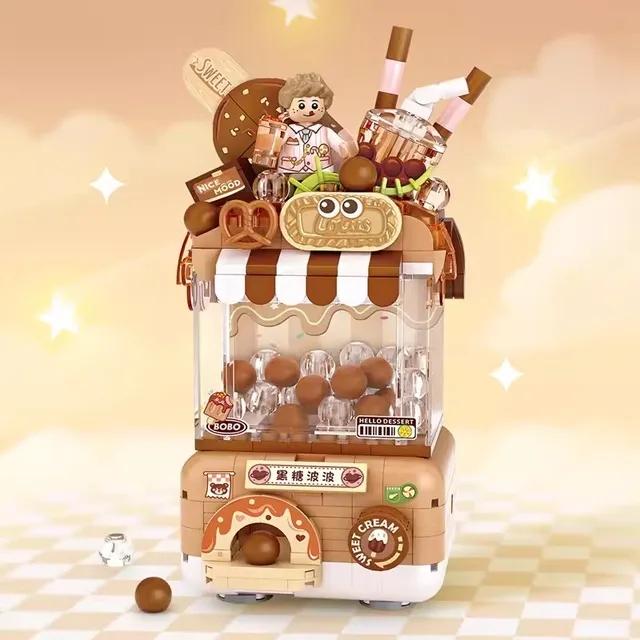 

Blocks Mini Panda Series Street View Food Truck Fruit/Icecream Shop Learning Assemble Toys Toys For Children Adult