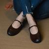Fashion 2025 New Spring Women Flats Round Toe Women Shoes Fashion Flat Heels Mary Janes Ladies Shoes Genuine Leather Retro Brown Shoes