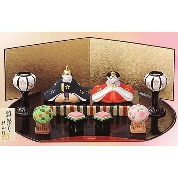 [Oujo] Hina Doll Set Ceramic, Hand-Painted Approx. 4.8cm (Female), 5.6cm (Male)