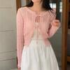 Thin cardigan new women's clothing in stock, European and American hollow lace-up sexy top long sleeve