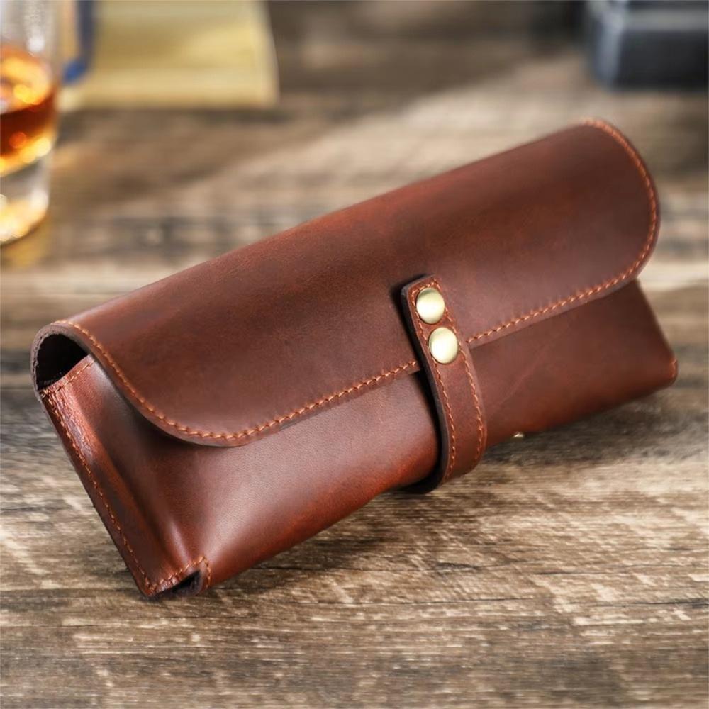 Genuine Leather Eye Glasses Pouch Portable Sunglasses Holder Fashion Glasses Case  for Men Women