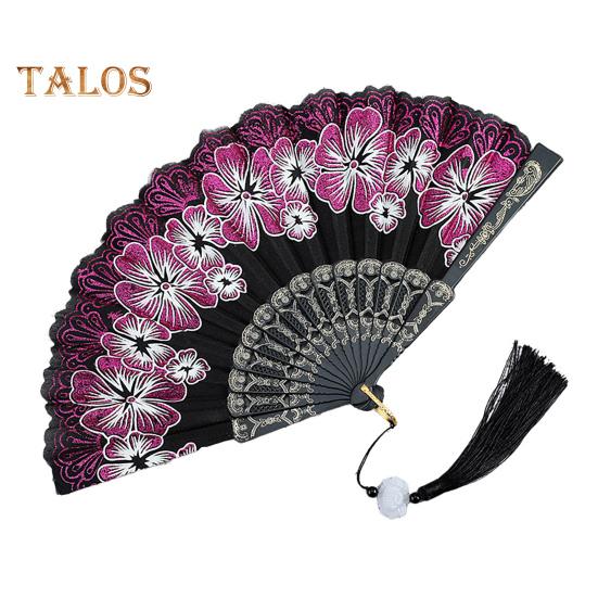 

Складной веер в китайском стиле с кисточками, переносной летний вентилятор для охлаждения, украшение для танцевальных представлений, реквизит для костюмов для вечеринок розы красного