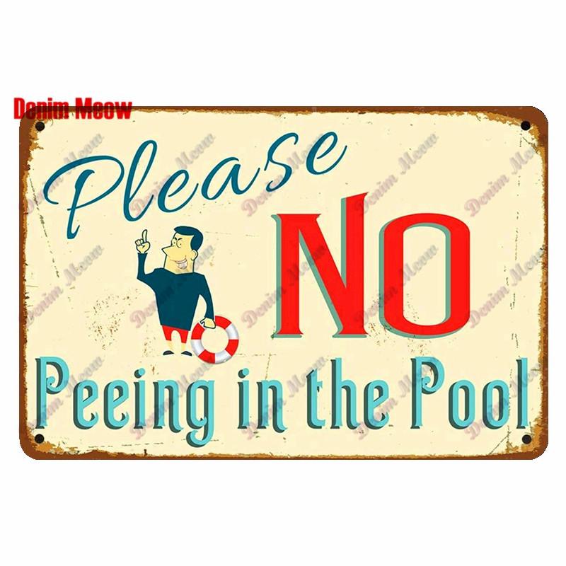Retro Pool Rules Metal Sign Tin, Vintage Summer Swim Happy Place Plates, Wall Sign, Bar & Grill, Pub Decor, WY51
