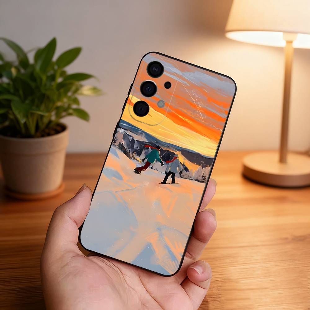 Skiing Snow Snowboard Ski Phone Case For Samsung S25,S24,S21,S22,S23,S30,Ultra,S20,Plus,Fe,Lite,5G Black Cover